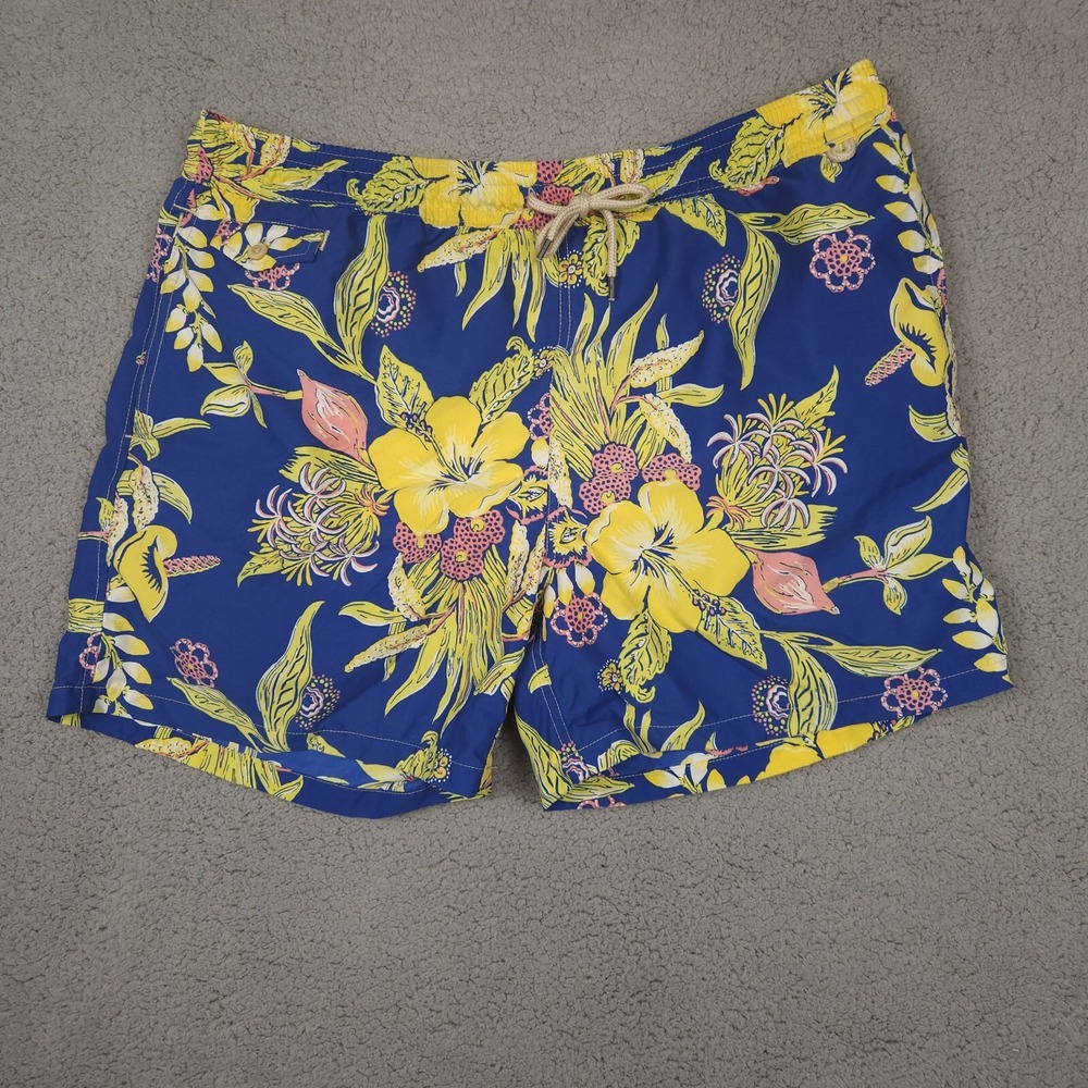 POLO Ralph Lauren Mens XXL/ 2XL‎ Yellow Hibiscus Flower Swim Trunks Bathing Suit